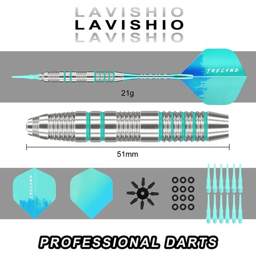 Lavishio Soft Tip Darts Sets - Soft Tip Darts for Electronic Dartboard Plastic Tip Darts Set with Aluminum Shafts + Extra 3 Dart Flights 3 Replace Plastic Shafts (Blue-Green)