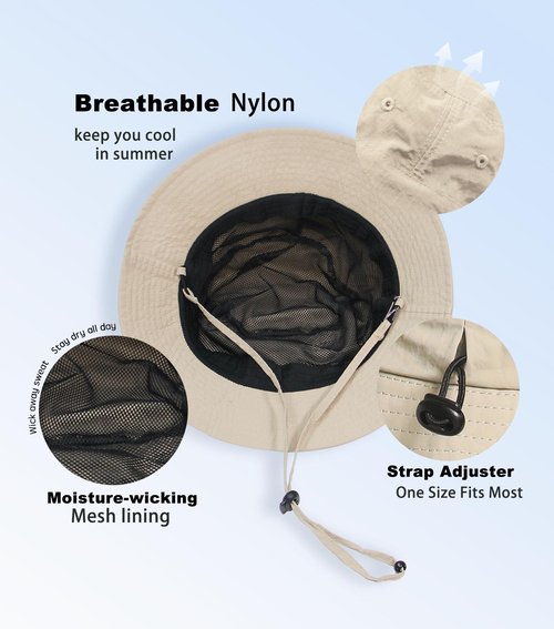 TILUYAMO Waterproof Bucket Hat Outdoor Hat for Women Men UV Protection Sun Hat Packable Fishing Hat (Beige)