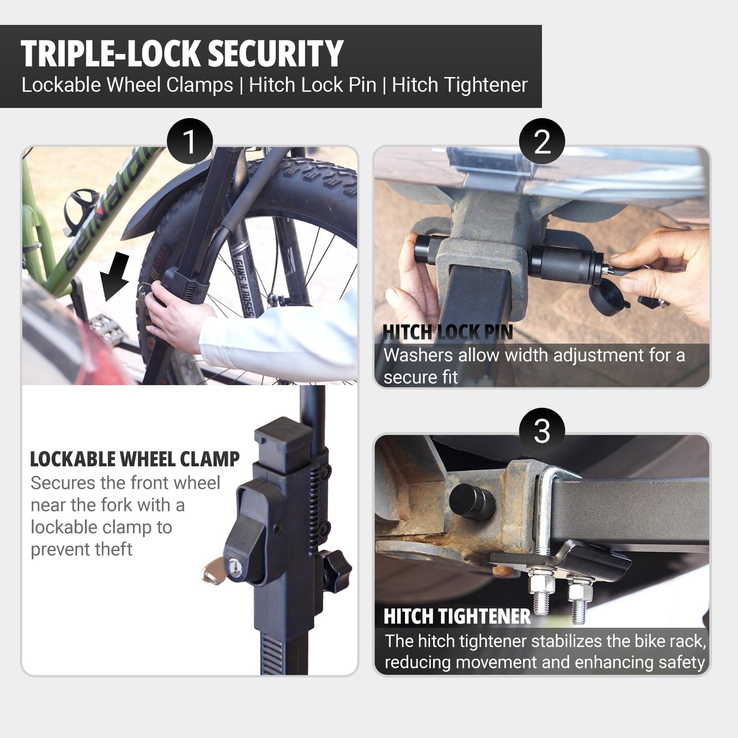 STUDTREX TRAILV2 Hitch Mount 2-Bike Rack with Bike Ramp - Tilt, Fold, Anti-Theft Hitch & Wheel Lock, 170lbs Capacity, 2-Inch Receiver, Up to 5.0" Fat Tire, Electric Bike Rack for Car, SUV, RV, Truck