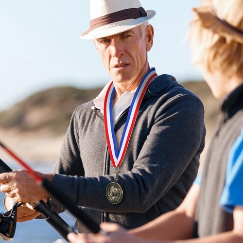 Remuuly 30 Pcs Award Medals Bulk 2'' Gold Trophy Award Winner Metal First Place with Neck Ribbons Award Prize Gift for Tournaments Match Sports Competition Teams Adult (Fishing)