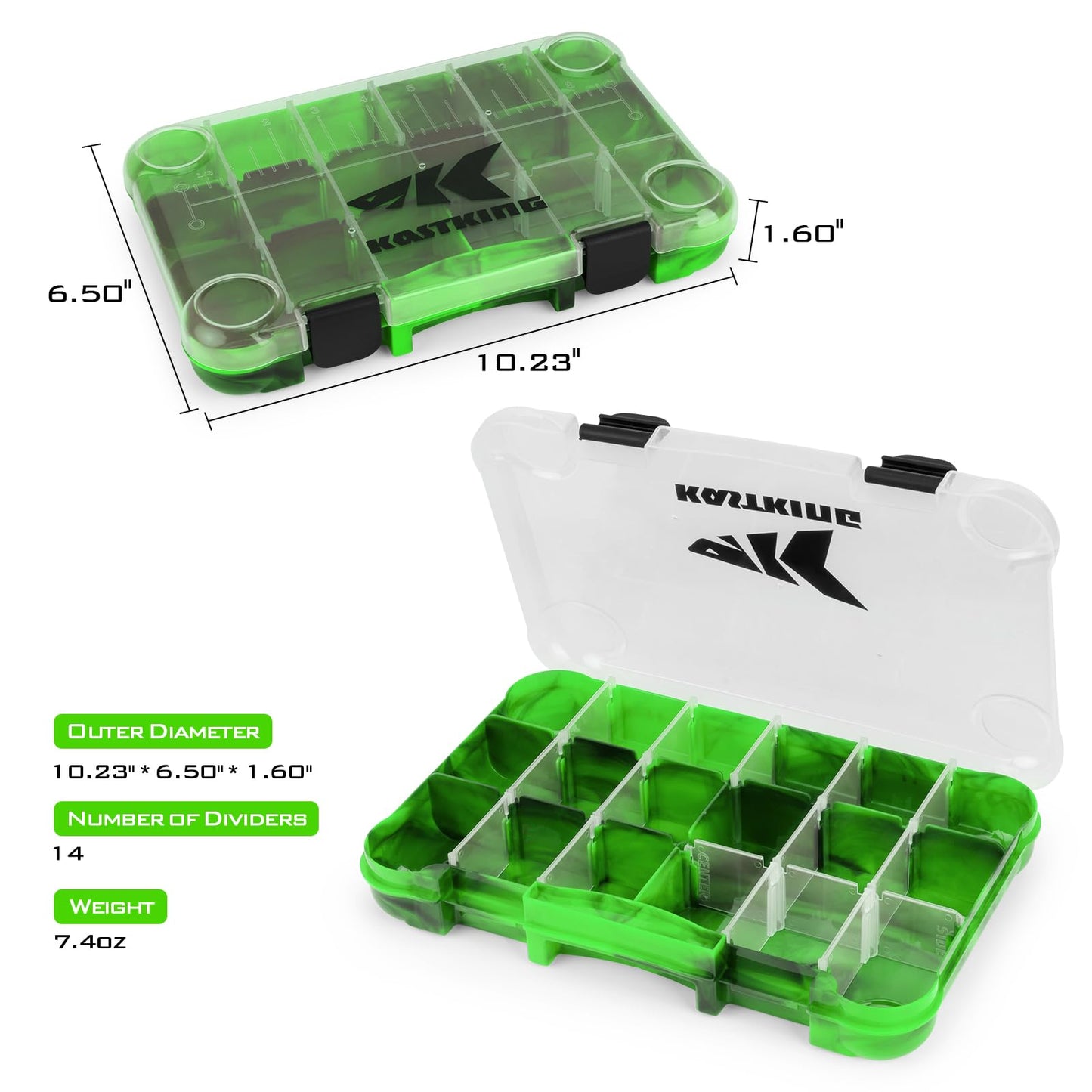 KastKing Bait Vault Camouflage Tackle Box, Plastic Fishing Tackle Box Storage Organizer with Removable Dividers, 4 Packs Tackle Trays Terminal Tackle Storage, Rounded Corner Lure Boxes