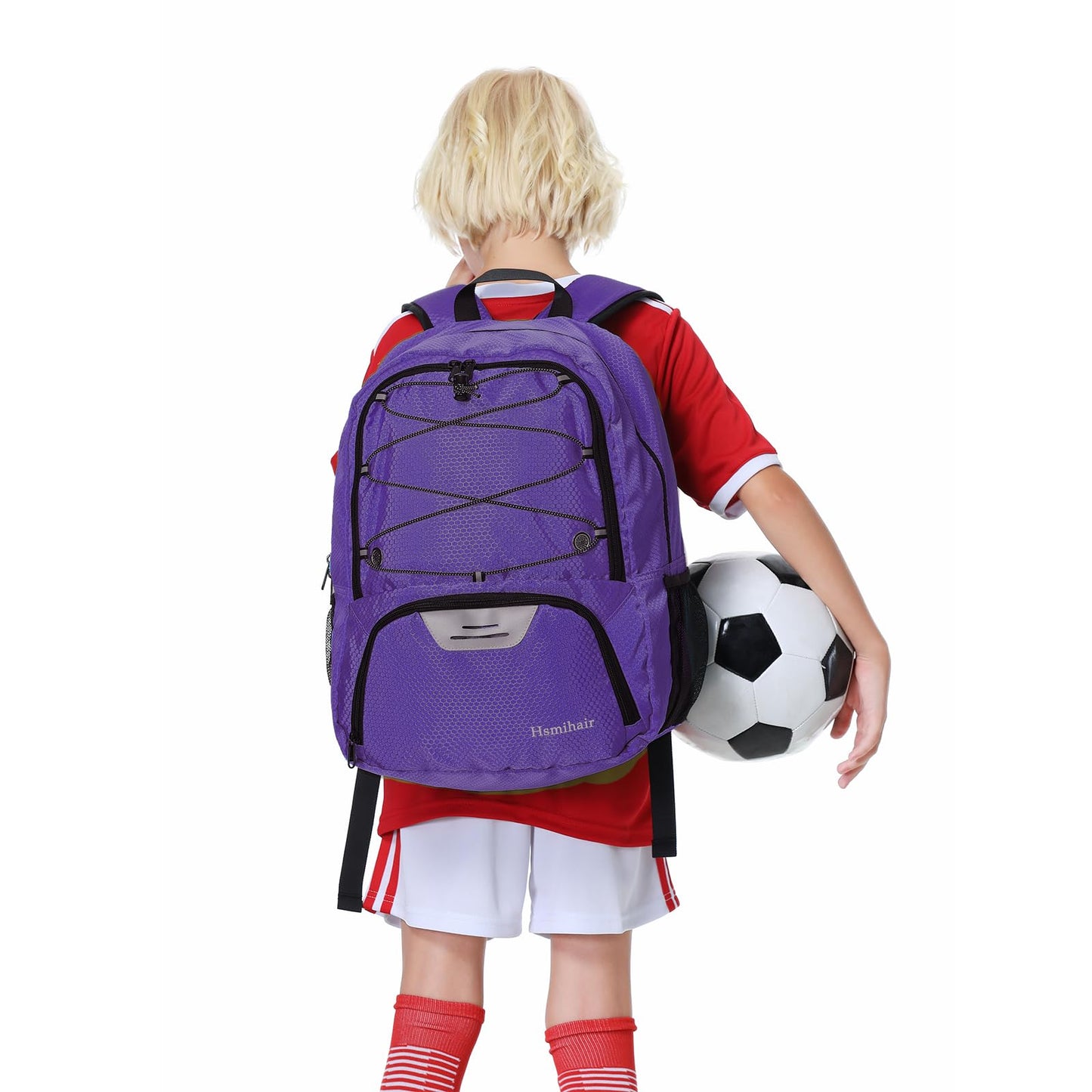 Hsmihair Youth Soccer Bag-Soccer Backpack & & Backpack for Football Volleyball Basketball,with Ball Compartment and Separate Cleat Training Package (Purple)