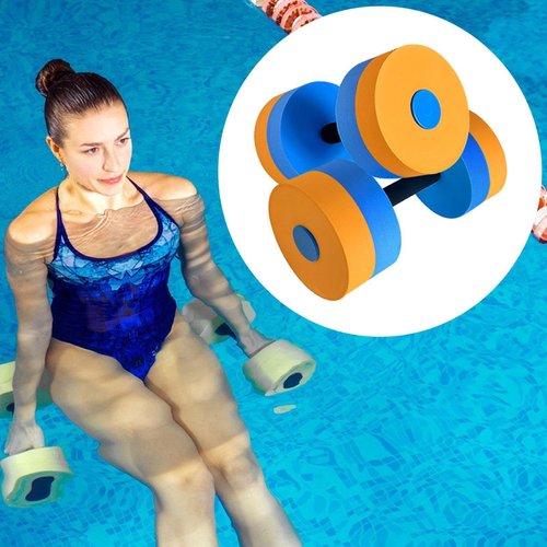 Colaxi Aquatic Exercise Dumbbells EVA Water Float Dumbbell Portable Swim Weights Pool Fitness Professional Water Aerobic Workouts, Orange Blue