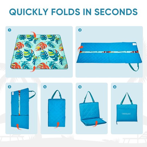 Old Bahama Bay Beach Blanket Sandproof Waterproof Compact Sand Free Beach Mat Foldable Picnic Blankets Washable Outdoor Blanket for Beach Vacation, Camping, Park, Travel