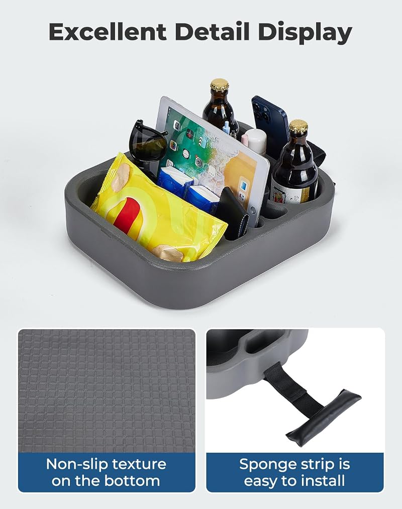 Boat Cup Holder Caddy Organizer Tray for Sofa or Car Seat - Marine Drink & Snack Table