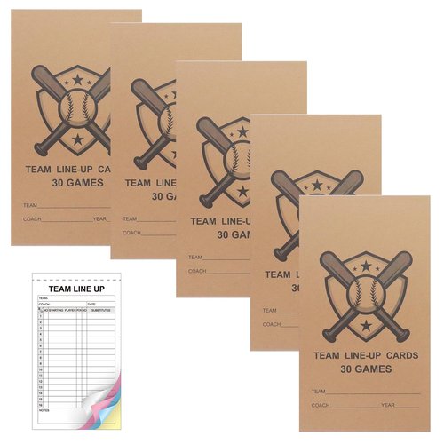 IWIZPRINT 2-Pack Baseball/Softball Lineup Cards, 30 Games per Book(Total 60 Sheets),16 Player Roster Lineup Sheet, 4-Part Carbonless