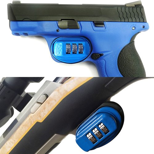 Trigger Lock 3 Digit Combination Gun Lock 5 Pack Fits Pistols Hand Gun Rifles Bb Gun Shotguns Blue (5PCS)