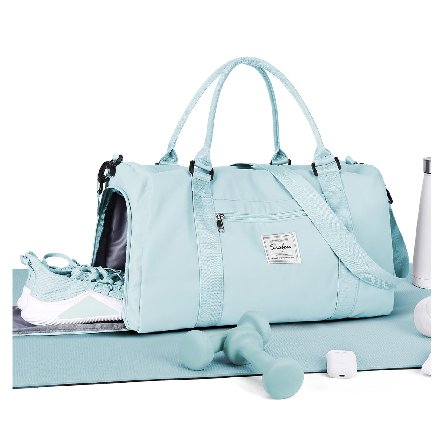 Gym Bags Womens Mens with Shoes Compartment and Wet Pocket Travel Duffel Bag for Women for Plane Sport Gym Tote Bags Swimming YogaSmall Waterproof Weekend Overnight Bag Carry on Bag Hospital Holdalls