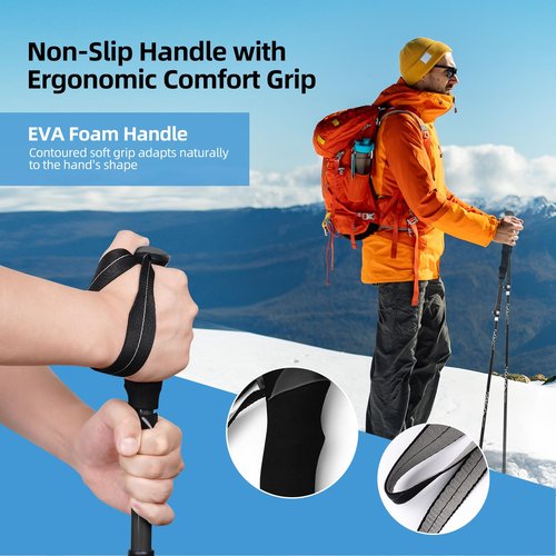 Folding Trekking Poles, Hiking Travel Poles, Hiking Equipment, Lightweight Trekking Poles, Suitable for Men and Women, The Elderly and Children，with an Outdoor Compass
