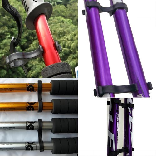 Trekking Pole Clips - 4Pcs Double Rod Buckle Connector for Hiking Poles (0.55in - 0.7in Diameter) - Walking Stick Accessories Ideal for Mud, Swamp, and Snow Areas