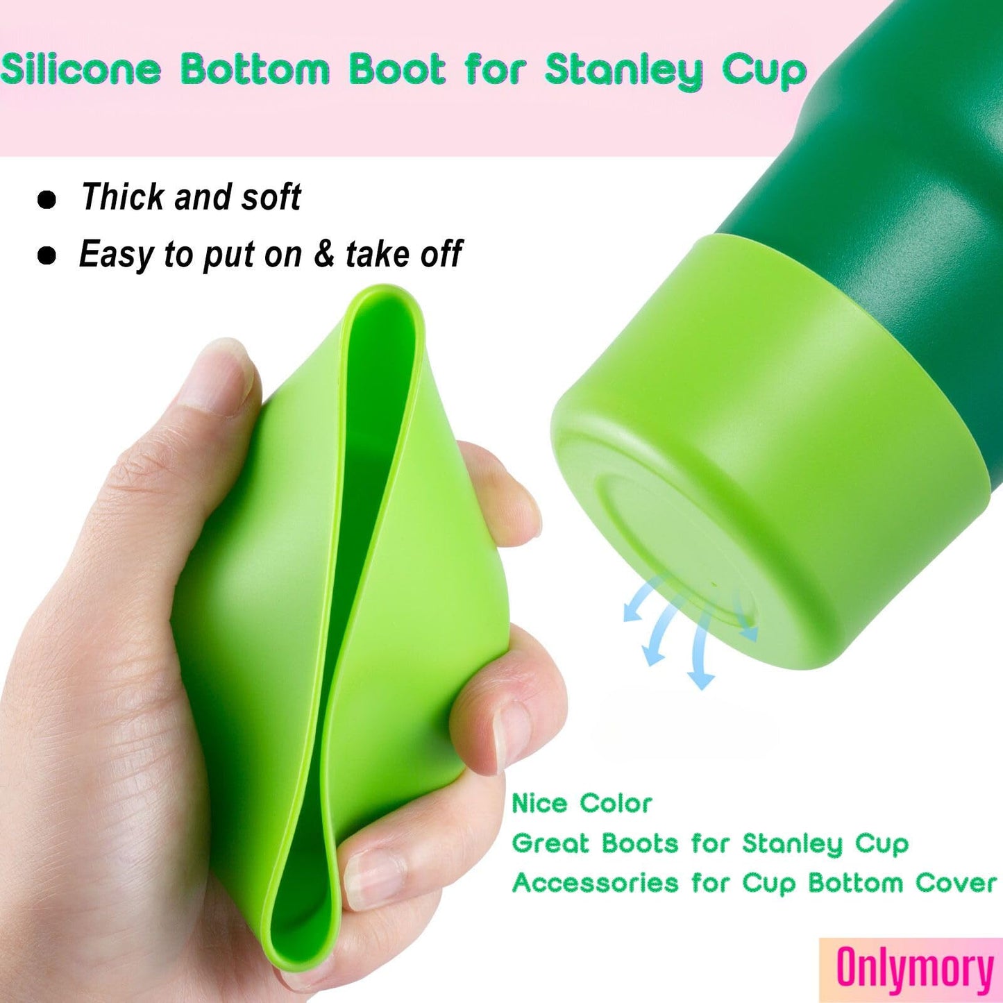 2-Pack Silicone Boot for 40 30 20 OZ Stanley Cup Accessories, Anti-Slip Thick Protective Sleeve Cover for Stanley 20OZ 30OZ Tumbler Ice-Flow 16OZ Bottle, Boots for Yeti Cups Protector Bottom Bumper