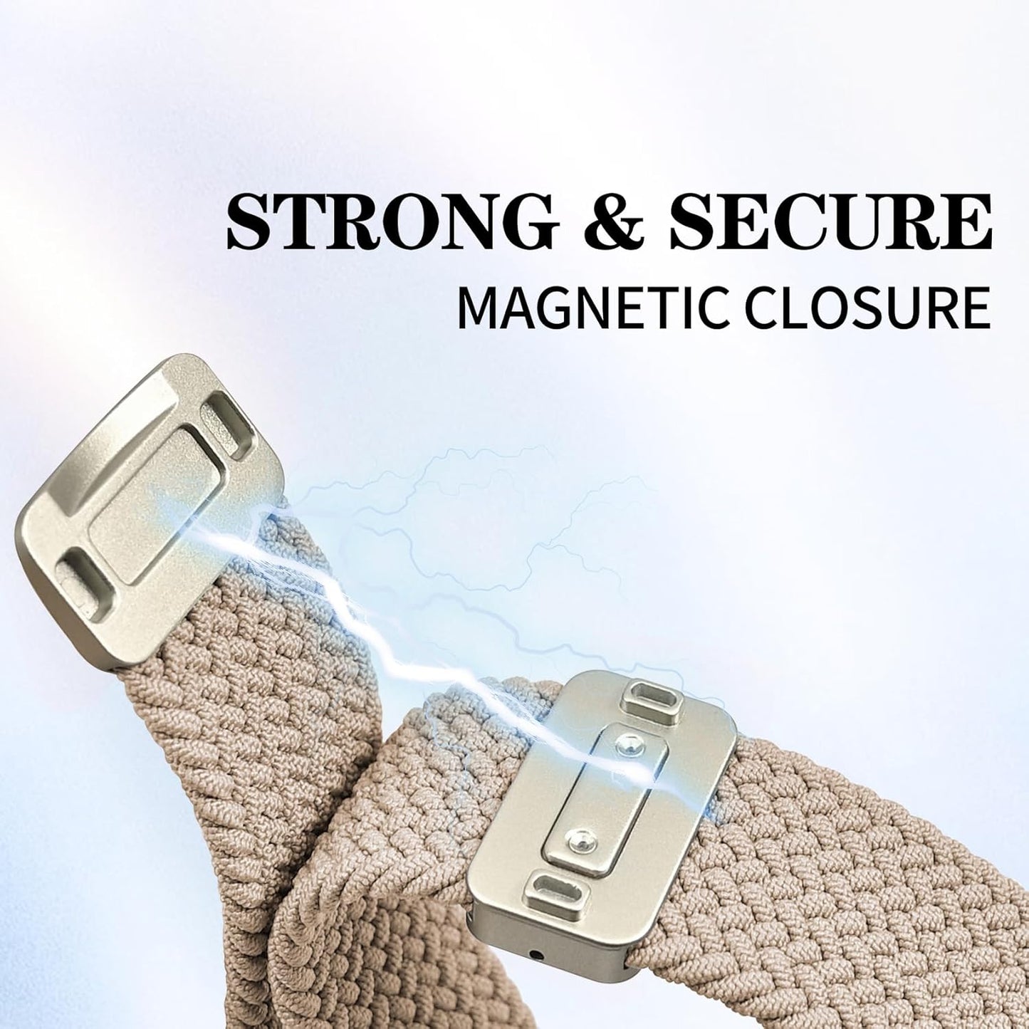 20mm Magnetic Braided Nylon Band Compatible With Garmin Vivoactive 6/Vivoactive 5/3/3 Music Watch Bands, Quick Release Stretchy Strap Replacement for Venu Sq 2/Forerunner 55/165/245/645