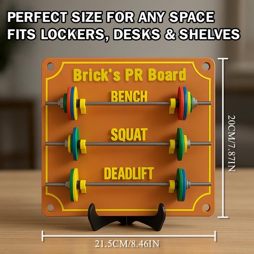 Custom PR Tracking Board - Weightlifting Personal Tracking Board - PR Tracker for Squat, Bench & Deadlift - PR Board with Mini Barbells - Home Gym Decor for Powerlifting - Gift for Fitness Enthusiasts