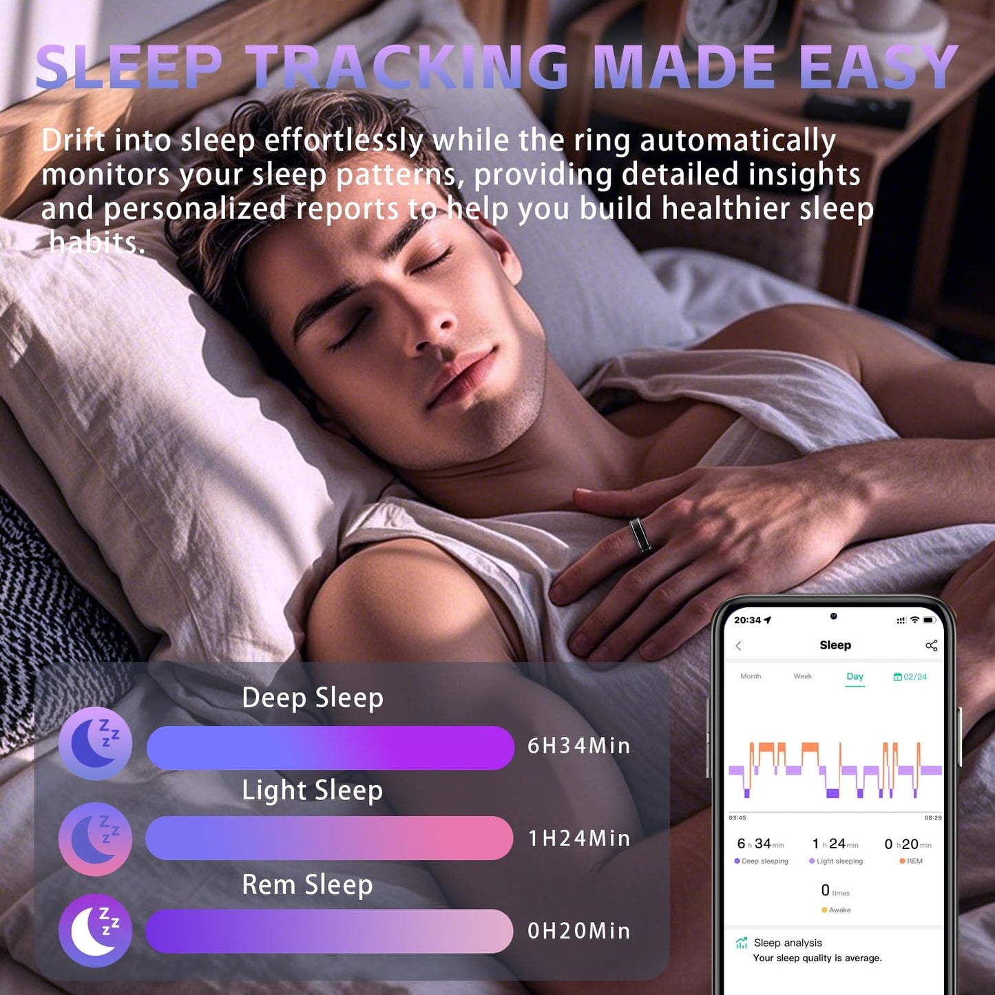 Anarow Smart Ring for Men Women – Fitness Tracker Ring with Heart Rate, SpO2, Blood Pressure, Sleep Monitoring, Step & Calorie Counter, No Subscription Fee, iOS & Android Compatible (Black, 12)