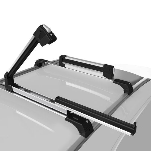 Erkul Ski Rack for Car Roof with Sliding Extension - 25" Universal Ski & Snowboard Rack with Lock | Holds 4 Pairs of Skis or 2 Snowboards - Fits All Types of Cross Bars