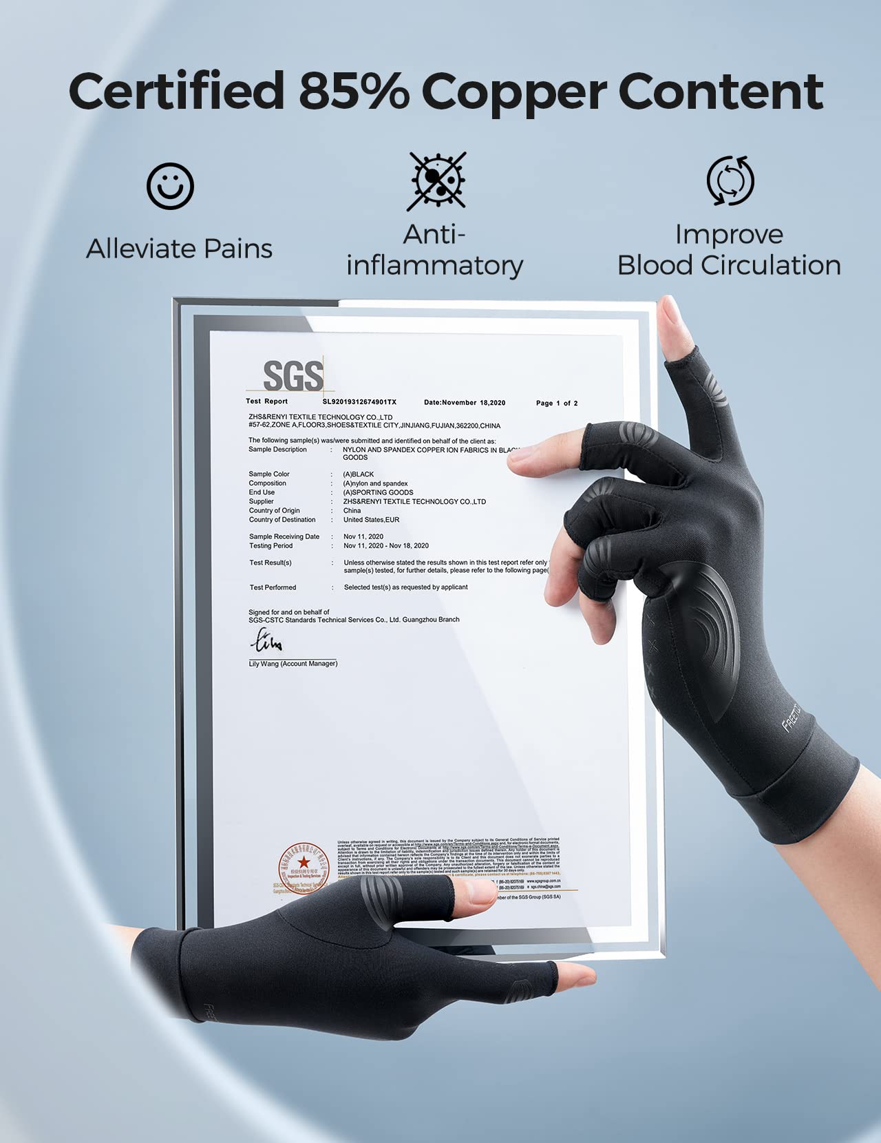 FREETOO Copper Arthritis Gloves for Carpal Tunnel Pain Relief, Strengthen Compression Gloves to Alleviate Hand Pains,Swelling, Fingerless Computer Typing Gloves for Rheumatoid, Tendonitis Women/Men-M