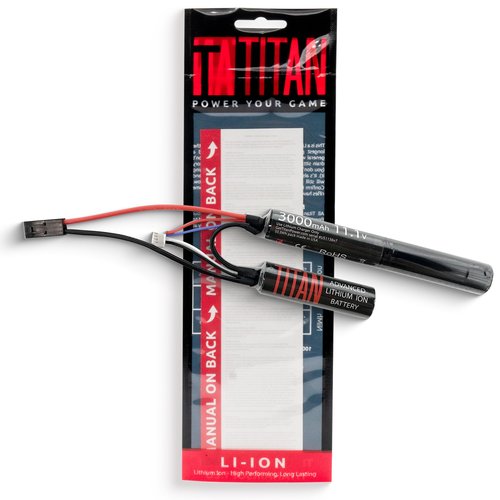 Titan Lithium-Ion Airsoft Battery | 11.1v Battery, 3000mAh 11.1v Nunchuck Tamiya Plug | Maximum Capacity & Performance 11.1 Volt Airsoft Gun Battery