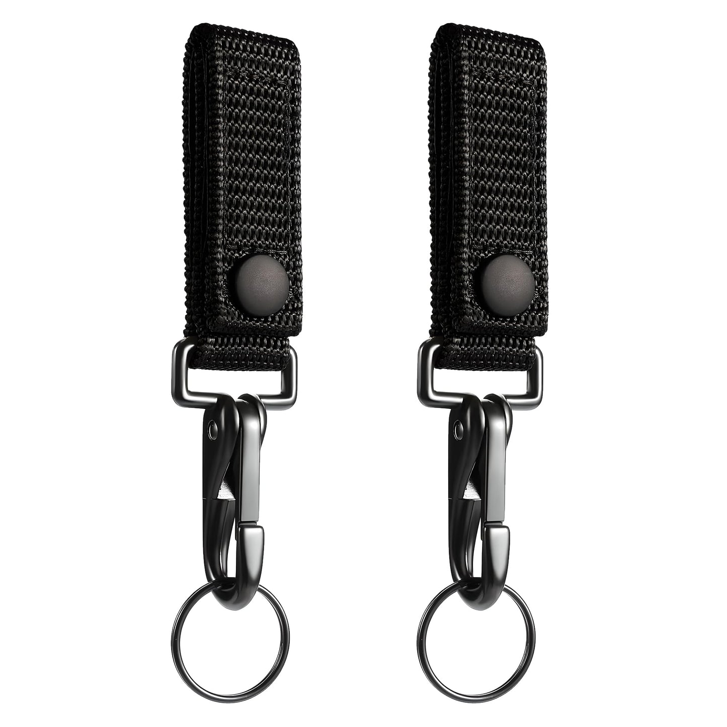 JSHYGOUP 2-Pack Heavy Duty Belt Keeper Clip Key Holder with Metal Key Fob, Nylon MOLLE Strap, Key Ring