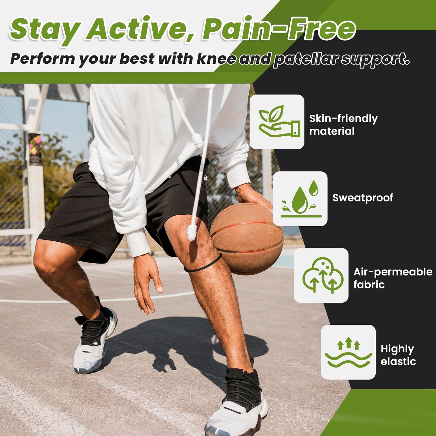 Aolabela 2PCS Patellar Tendon Knee Strap Knee Band for Knee Pain Relief Patella Band for Basketball Running Sports Breathable Patellar Tendon Support Strap