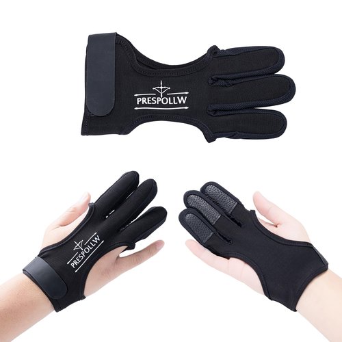 Prespollw Archery Glove Three-Finger Guard ??Protective Shooting Glove for Men & Women, Ideal for Recurve & Compound Bow Hunting and Target Practice (Large)