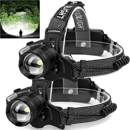 Vinderfine Headlamp Rechargeable 2 Pack, Bright LED Headlamp for Adults, 135° Adjustable, 3 Modes, IPX6 Waterproof Head Lamp for Outdoor Camping Climbing Hiking