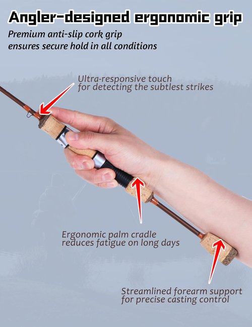 LITTMA Trout&PANFISH Ultralight Fishing Rod 2 PCS – Trout, Crappie, Panfish Micro Spinning Rods – Brown Carbon Fiber Blank, Cork Handle – for Beginners – 6’/6’6”/7’