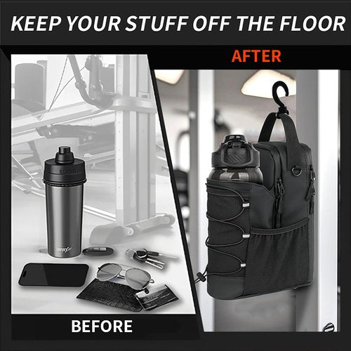 Gtzzot Magnetic Gym Bag for Men and Women with Water Bottle Holder | Sling Strap Carrier with 4 Strong Magnets Secure Hydration | Crossbody pouch with Phone Pocket for Travel & Sport Accessories