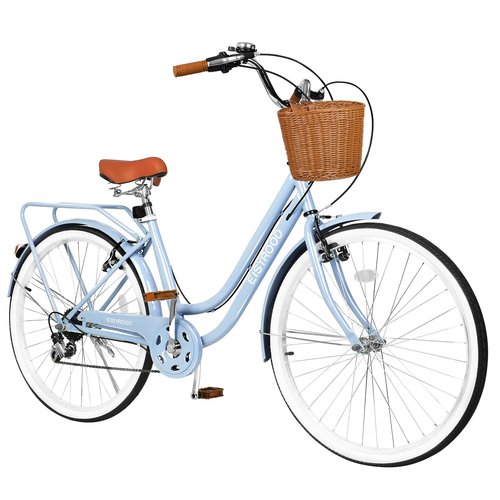 EISYROOD 26 Inch Beach Cruiser Bike for Women, Hybrid Womens Bike with 7 Speed, Adjustable Seat, Lightweight Women Beach Cruiser Bike with Anti-Skid Tires, Blue-1