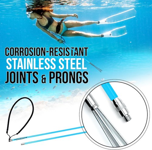 Hawaiian Sling Fishing Spear Set Lite - Travel Fiberglass Pole Spear Harpoon for Spearfishing with a 5 tip Prong Paralyzer - Fishing line Holder and Travel Bag Included for Spear Fishing Equipment