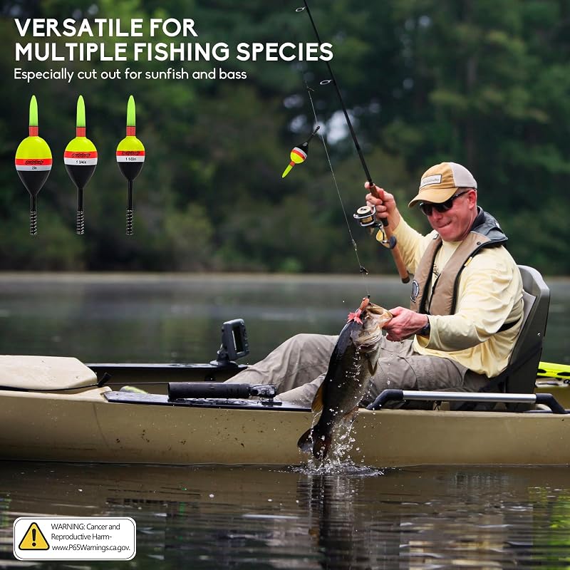 QualyQualy 1.75in LED Lighted Slip Bobber – 4pcs Glow in the Dark Fishing Floats for Crappie Walleyes