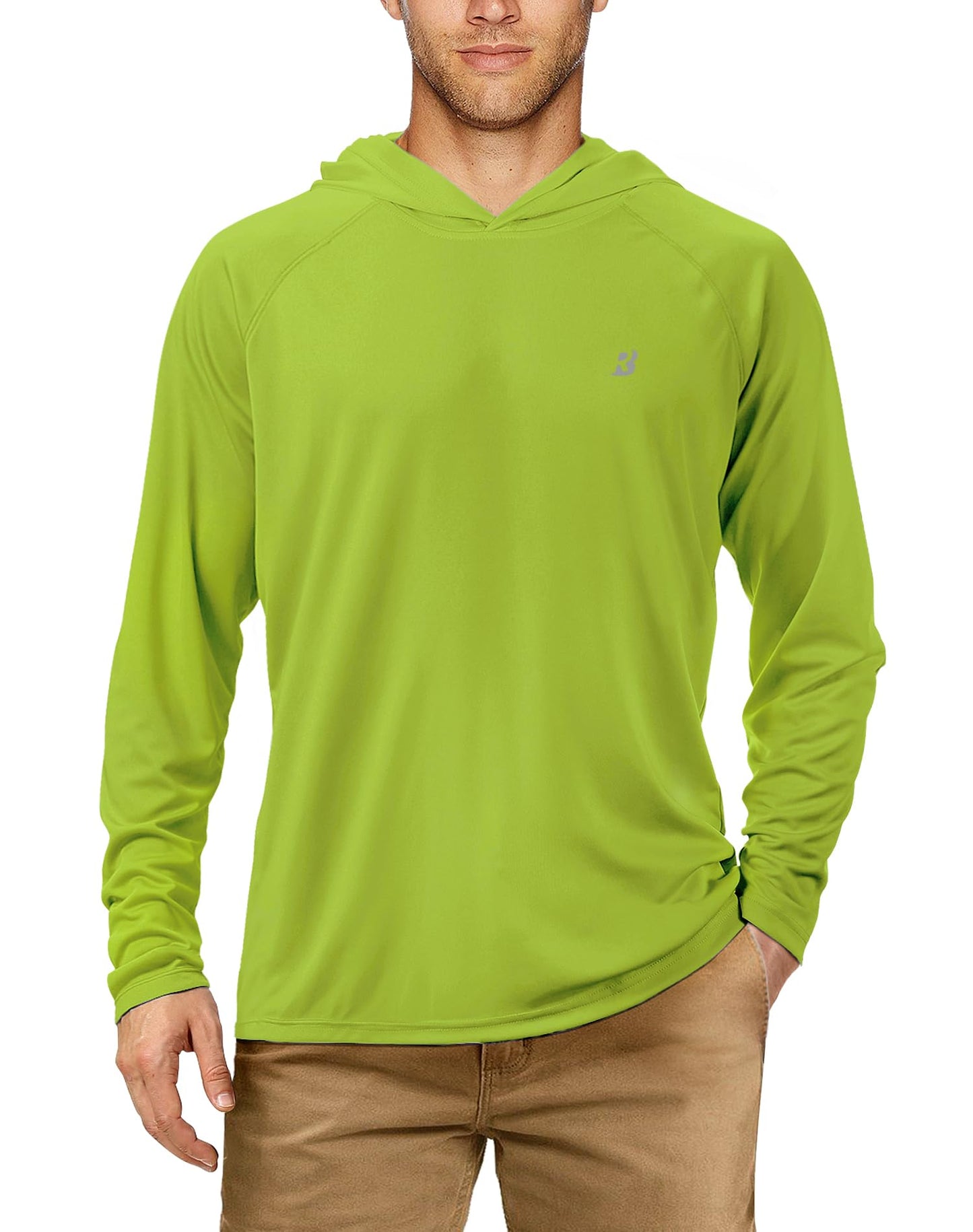 Roadbox Men's UPF 50+ Sun Protection Long Sleeve Hoodie Shirt Outdoor UV Fishing Shirts for Workout, Running, Fishing, Hiking