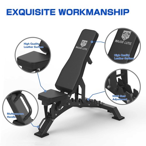Major Fitness Weight Bench - 1300LBS Weight Capacity and 36 Adjustable Positions Strength Training Bench for Garage and Home Gym Workouts (Black)
