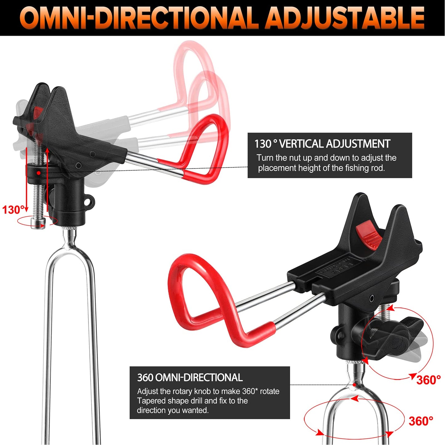 PLUSINNO Fishing Rod Holders for Bank - Upgraded Fishing Pole Holders for Ground, Beach, 360 Degree Adjustable Fishing Pole Stand Equipment, Gift for Men Father’s Day, Birthday Day