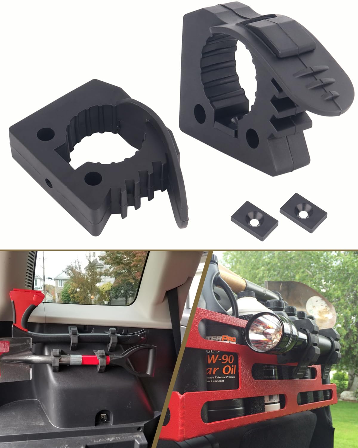 Shovel Holder, Quick-Release Rubber Clamps for Mounting Tools & Equipment 1-1/4''-1-3/5'' Diameter for ATV UTV Off-Road 4X4 Parts -2 Pack