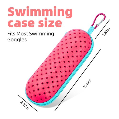 KLASHE Swim Goggle Case, Protective EVA Case with Drainage Holes, Shockproof & Compact Storage Case for Swimming Goggles（Orange）
