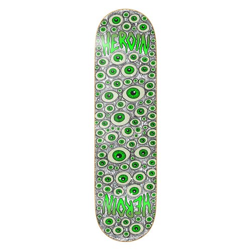 Heroin Skateboard Deck Eyes Holographic Symmetrical 8.25" x 31.75" with Grip