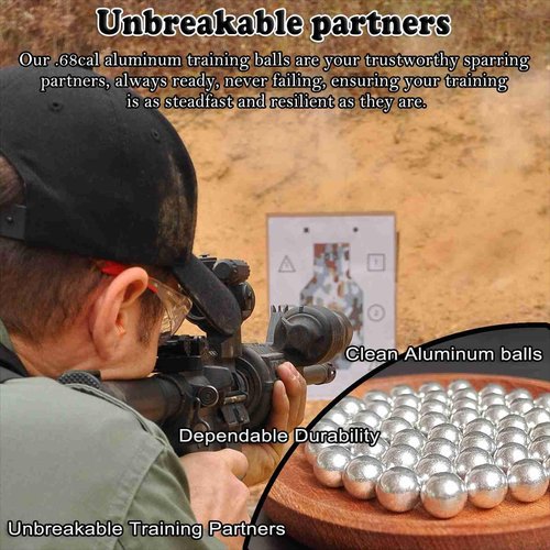 CCFREELIFE 50ct .68 Cal Self Defense Aluminum Balls, Fit for SD/LE T4E HDS HDR with Max Power for Training and Target Practice (7.3 Grams)