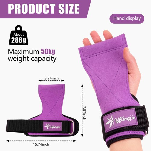 yflingjie Weightlifting Wristband - Double Layer Leather Wristband with Adjustable Neoprene Padding, Suitable for Extreme Weightlifting, Strength Enhancement, and Strength Training (Purple)