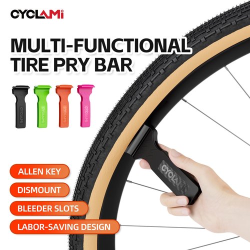 CYCLAMI 2-in-1 Bike Tire Levers Tool Kit - Ultra Strong Portable Tire Removal Crowbar for Road & Mountain Bikes - Durable Bicycle Tire Repair Tools, Easy Install/Remove for Standard Tires (Black)