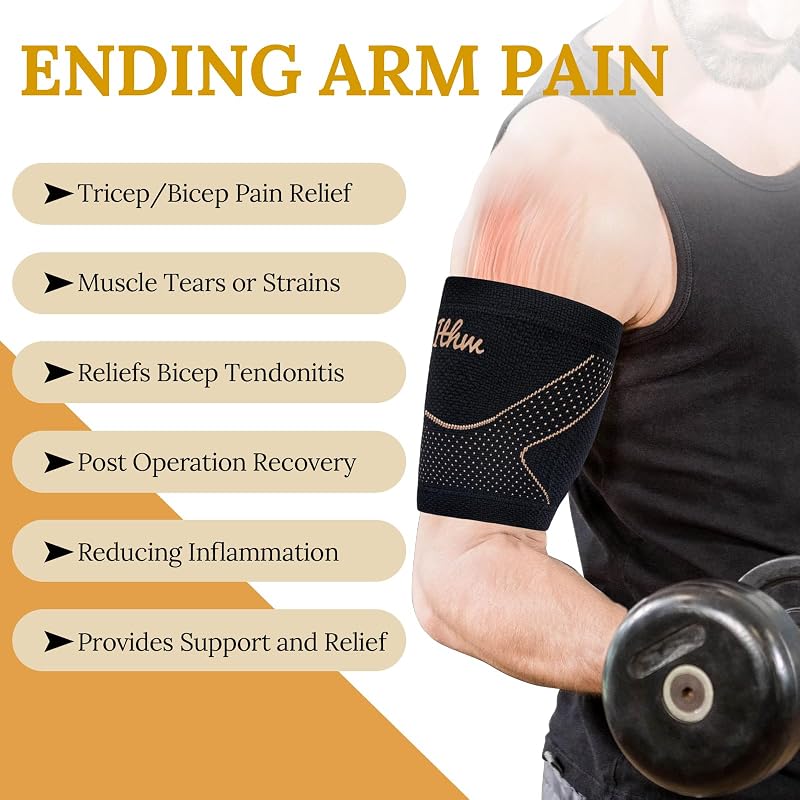 Copper-Large Upper Arm Tendonitis Brace – Bicep/Tricep Support Sleeve