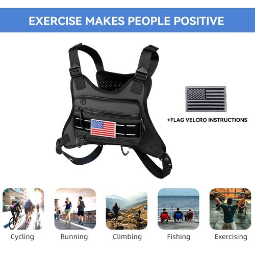 Sports Chest Bag For Men, Water Resistant Lightweight Front Running Vest Bag With Built In Running Phone Holder Extra Storage For Workouts, Cycling,Runing