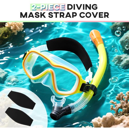 Dawitrly Scuba Mask Strap Cover, 2PCS Neoprene Diving Goggles Hair Protector Wrap, Waterproof Mask Slap Straps (Black)