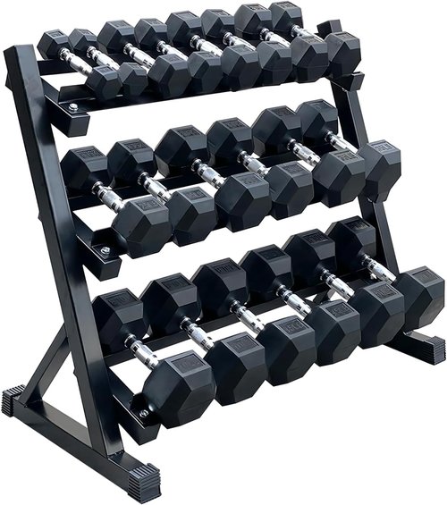 350/450 lbs Hex Weight Dumbbells Sets with Rack Rubber Encased Dumbbell Free Weights Set for Home Gym Weight Rack with Dumbbells Set (450, Pounds)