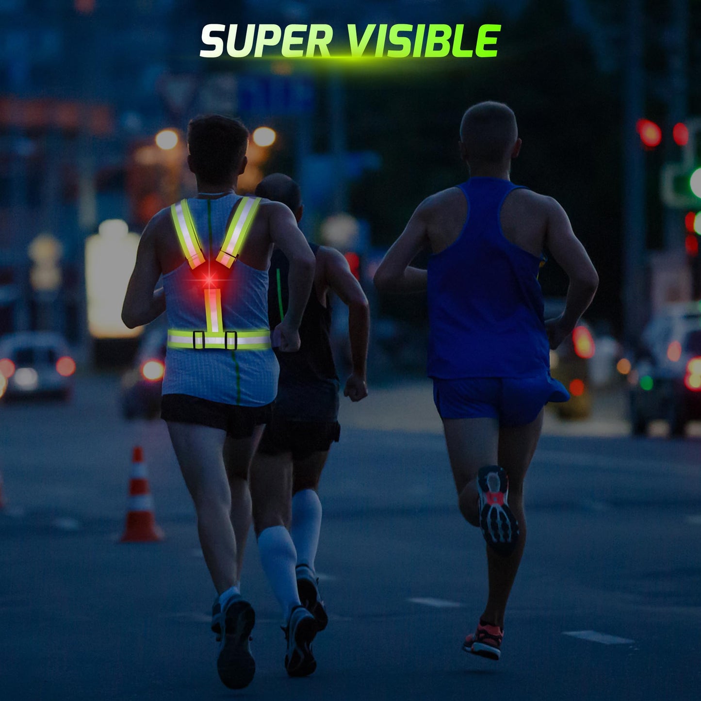 GREERRIDE Running Light Vest - Lighted Vest for Night Walking with Removable Rechargeable LEDs, Reflective Safety Gear for Men and Women to Provide High Visibility, Gift for Runners and Bikers