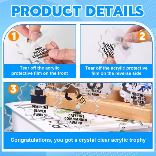 Chunful 24 Pcs Funny Employee Appreciation Awards Gifts Bulk Little Clear Acrylic Reward Colleagues Medallions Motivational Trophy Gifts for Employee Coworker Staff Teacher Nurse Office Team