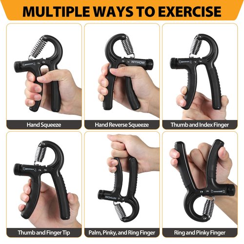 NIYIKOW 2 Pack Grip Strength Trainer, Hand Grip Strengthener, Adjustable Resistance 22-132Lbs (10-60kg), Forearm Strengthener, Perfect for Musicians Athletes - Carbon Black