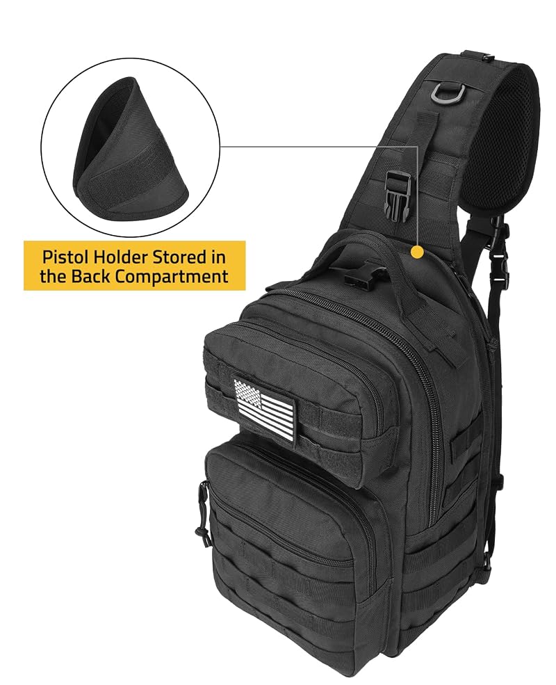 CVLIFE Sling Bag for Men Black Tactical Crossbody EDC Shoulder Bag