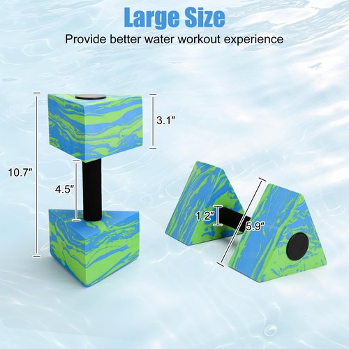 Triangular Aquatic Exercise Dumbbells, 2PCS Water Dumbbells, EVA Foam Water Weights, Water Fitness Exercises Equipment for Youth, Women, Adults