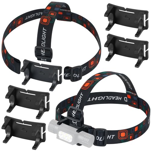 Lenporl 5 Pcs Headlamp Holder Mounting Bracket Clip and 2 Pcs Headlamp Strap Replacement for 22mm -26mm LED Headlamps Flashlight Rechargeable Headlight Flashlight Mount Strap (Not Include Head Lamp)