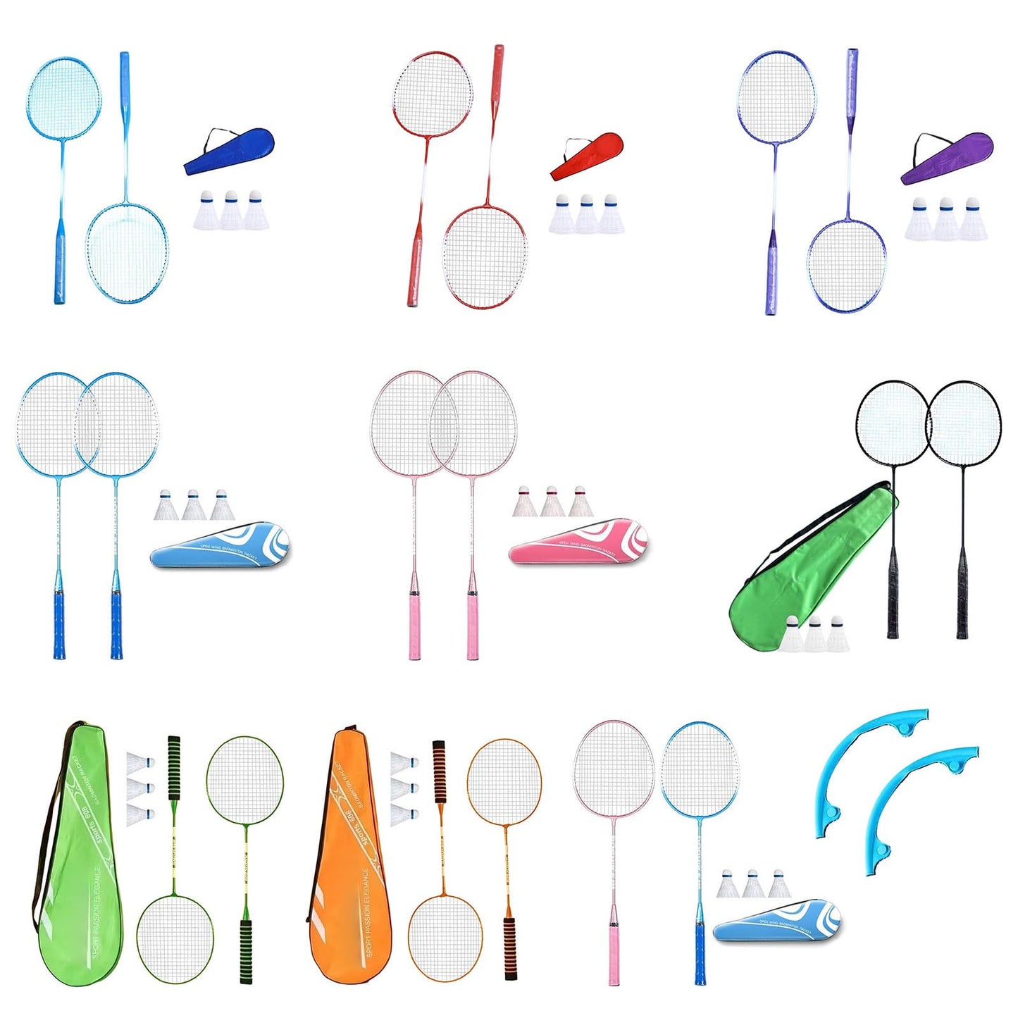 1Pair Light Weight Badminton Racket Set Professional Double Badminton Racquet Shuttlecocks Racquet For 2 Players Playing